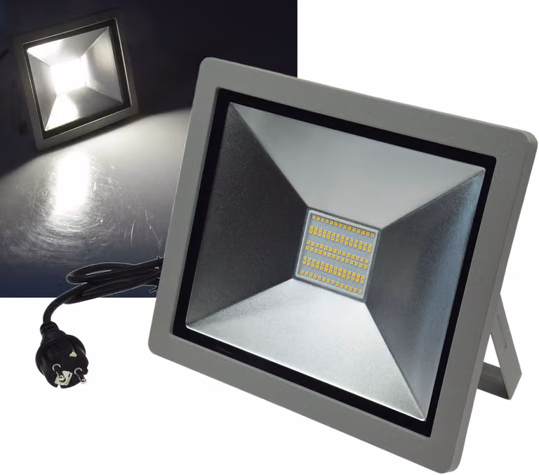ChiliTec Proiettore LED SlimLine CTF-SLT 99 argento 100W, 6500lm, 4000K, bianco neutro, IP44
