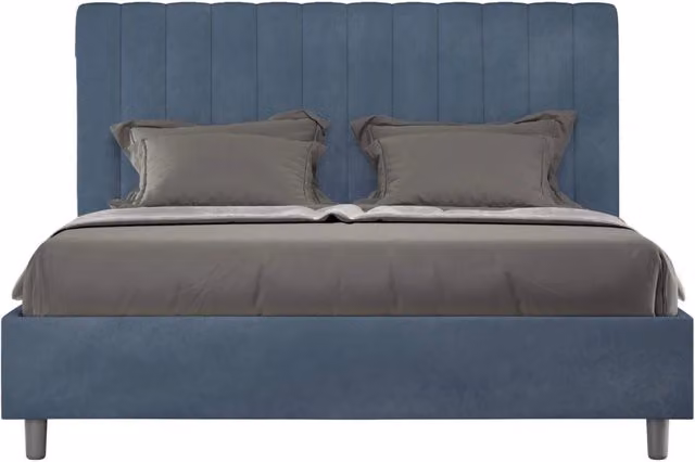 Letto una piazza e mezza senza rete imbottito 130x210 microfibra blu Agueda