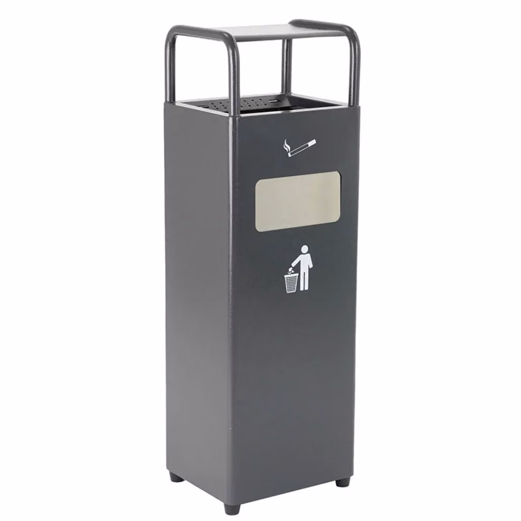 Cestino Gettacarte e Posacenere in Metallo GIORDANOSHOP Colore Antracite L/P/H: 30 x 27 x 98 cm – 2