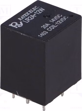 1 relè: bobina elettromagnetica, 12 VDC, 10 A/14 VDC, modello LR2A-12W, elettromagnetico