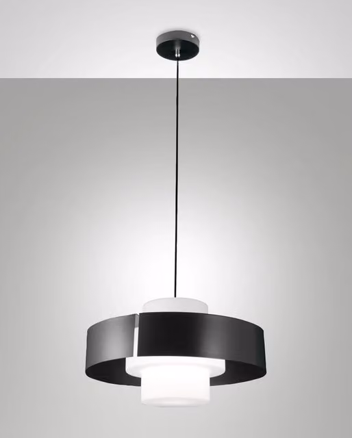 Lampada a Sospensione Loto Ø450mm in Metallo e Vetro Soffiato Antracite, Attacco E27 40W, IP20, Classe 1 - Design Moderno Elegante