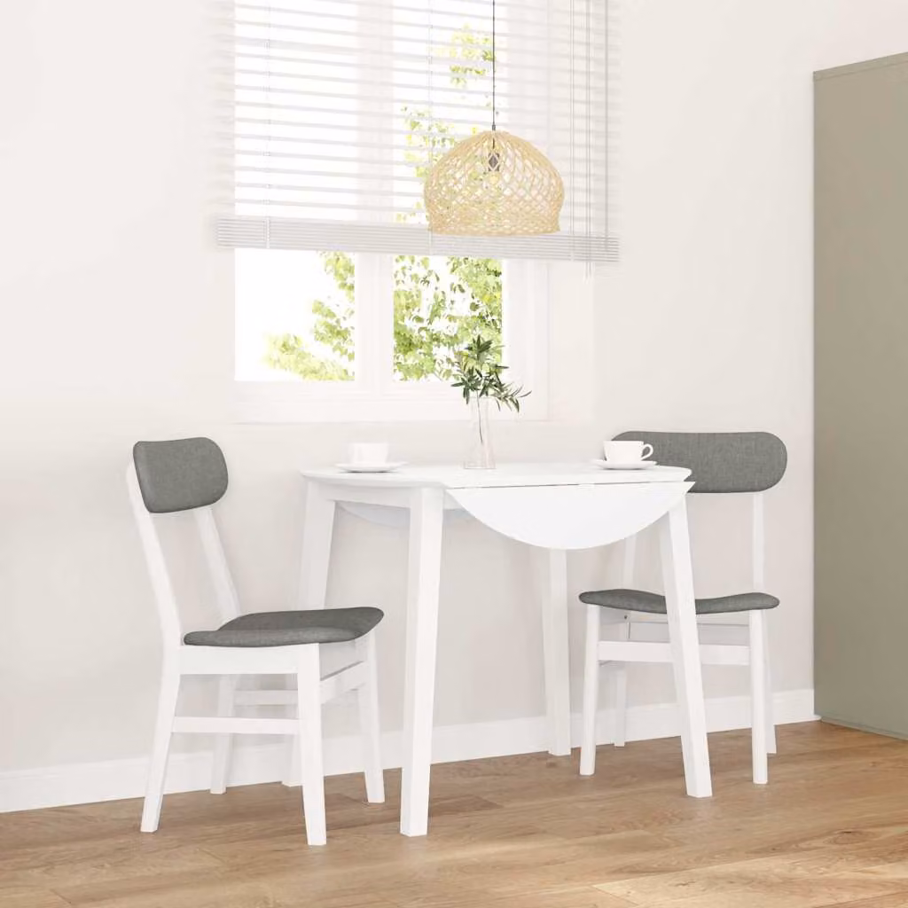 Set di 2 sedie da pranzo con cuscini vidaXL in legno di Hevea bianco e grigio