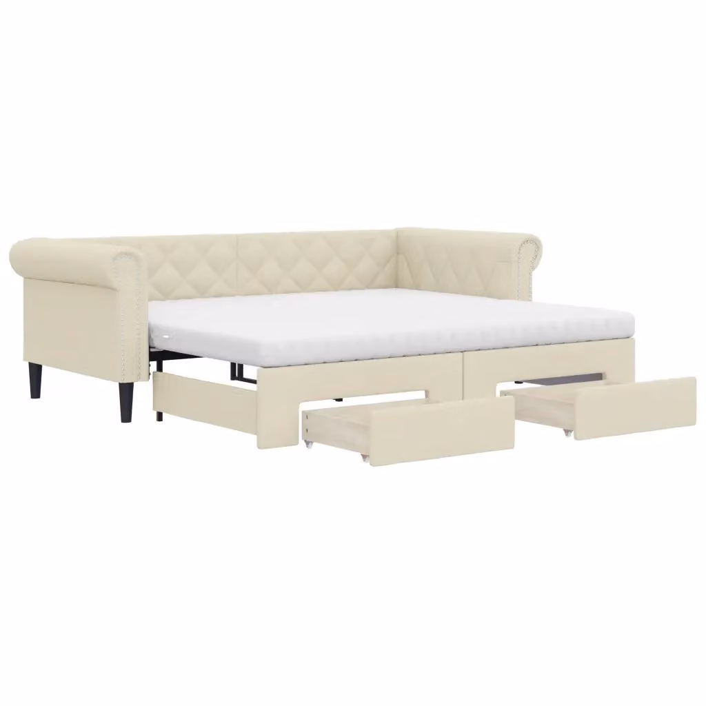 Divano Letto Estraibile con Cassetti vidaXL in Similpelle Beige 90x200 cm – 2