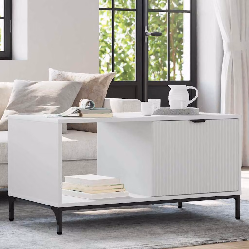 Maison Exclusive - Tavolino bianco, dimensioni 90 x 49 x 46 cm, realizzato in materiale composito di legno