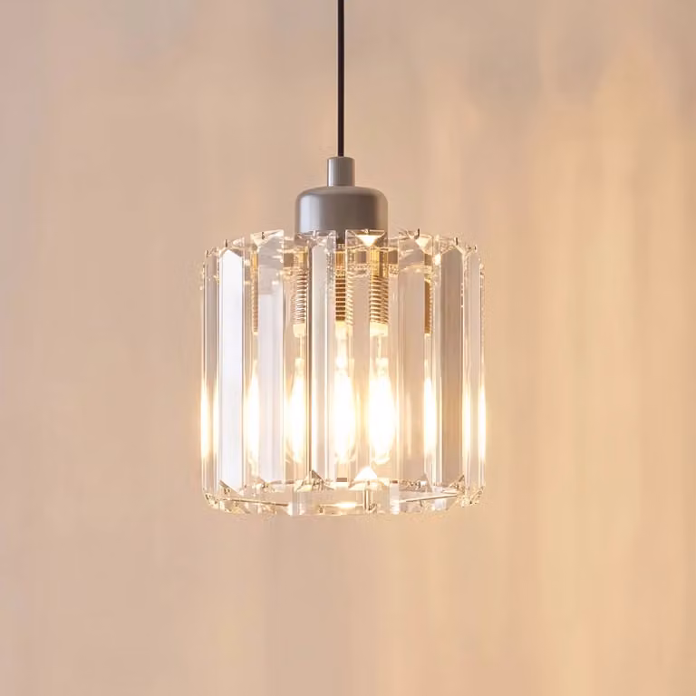 Lampada a sospensione Yakops Opviq, dimmerabile, Cromo / Argento, Soggiorno / Sala da pranzo, Vetro, Lampada a sospensione