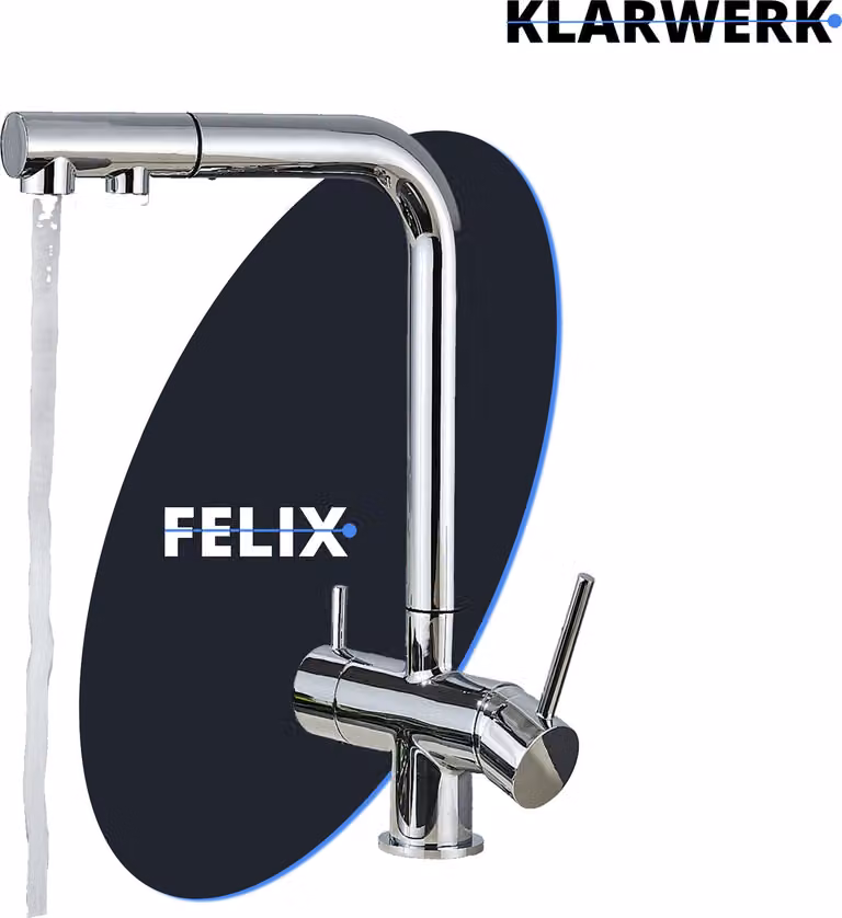 Felix | Rubinetto estraibile Premium a 3 vie in cromo | rubinetto da cucina con osmosi in acciaio inox | rubinetto - 360 gradi | filtro 3 attacchi