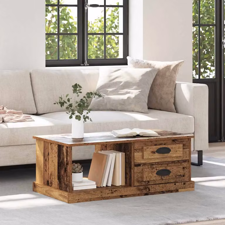 vidaXL Tavolino da salotto rettangolare in legno marrone L 90 cm x P 50 cm x H 35 cm