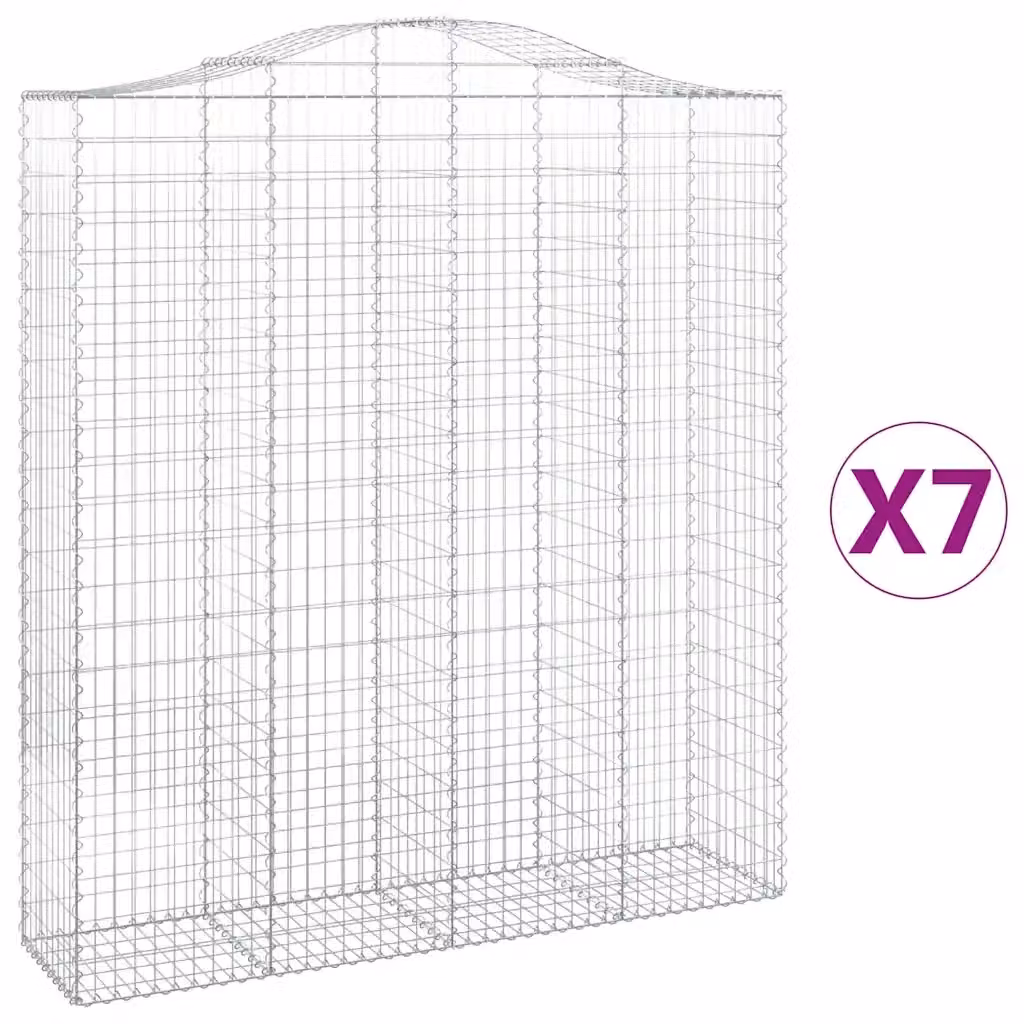 Set di 7 Cesti Gabbioni ad Arco Videx in Acciaio Zincato Colore Argento L/P/H: 200 x 50 x 220/240 cm – 2