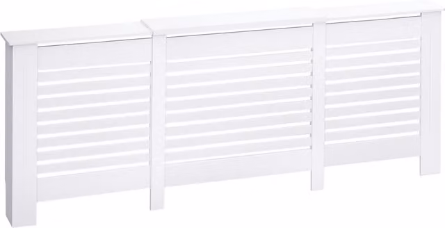 Copricalorifero Regolabile HOMCOM con Mensola Superiore in MDF e Legno Bianco L: 140-202 cm, P: 19 cm, H: 82.5 cm