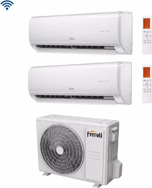 Condizionatore Dual Split Ferroli Giada M 9+9 Bianco con Wi-Fi Integrato e Classe Energetica A++
