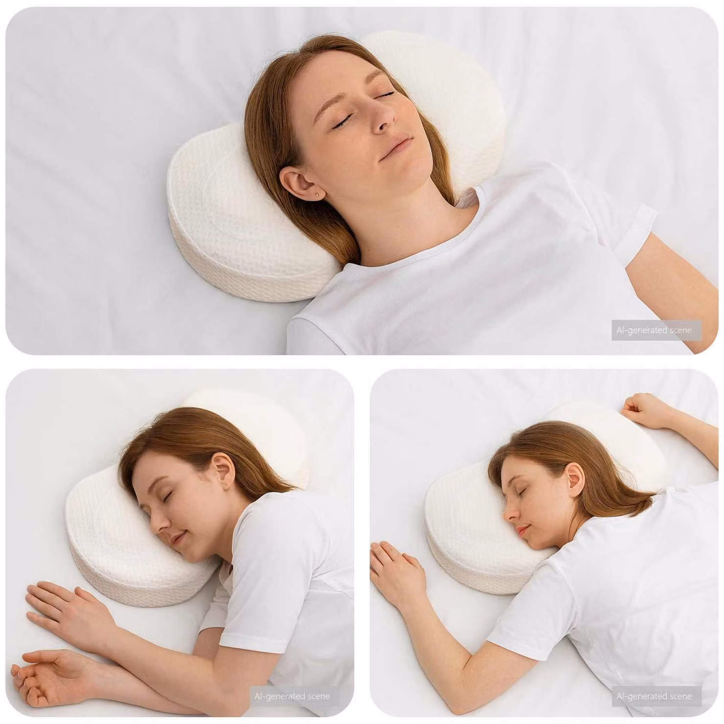 Cuscino cervicale vidaXL in schiuma memory bianca, traspirante e con rivestimento rimovibile, L 53 cm x P 35 cm x H 11 cm