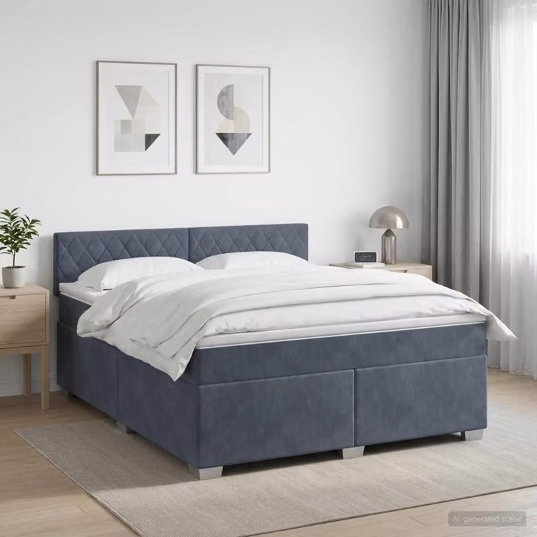 Maison Exclusive - Letto boxspring con materasso grigio scuro 140 x 200 cm velluto