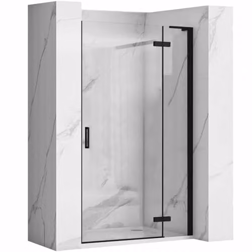 Rea Porta Doccia 100 Vetro Di Sicurezza Temperato Trasparente Nero 6mm (Nero)