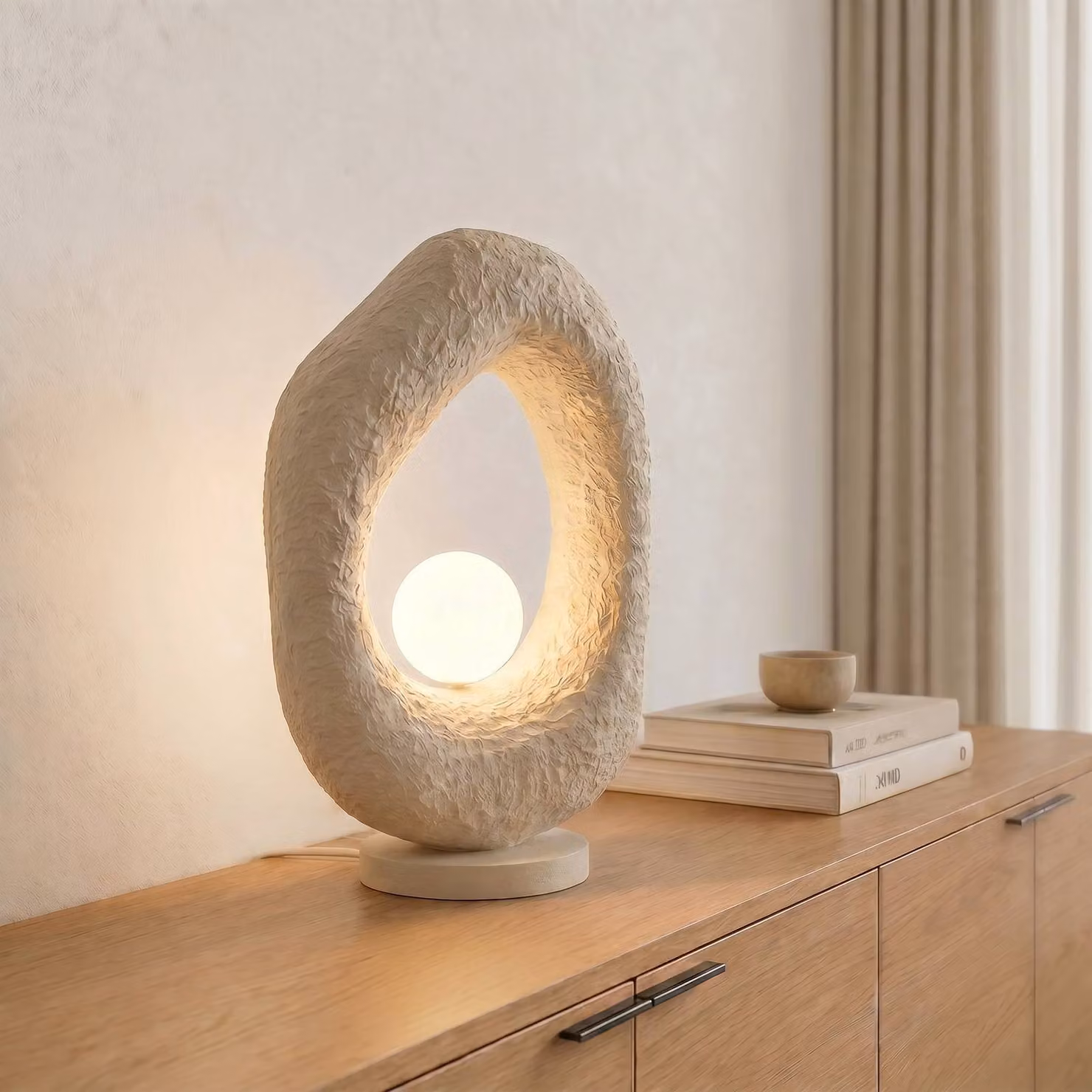 Lampada da tavolo Vaslı Opviq, Crema / Ambra, Soggiorno / Sala da pranzo, Plastica, Moderno, Lampada da tavolo