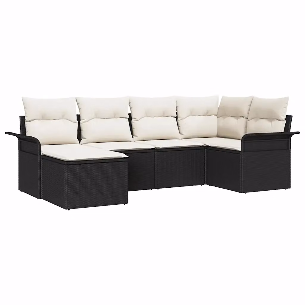 Set Divano da Giardino a L vidaXL 6 pz Nero con Cuscini e Struttura in Acciaio e Polyrattan – 2