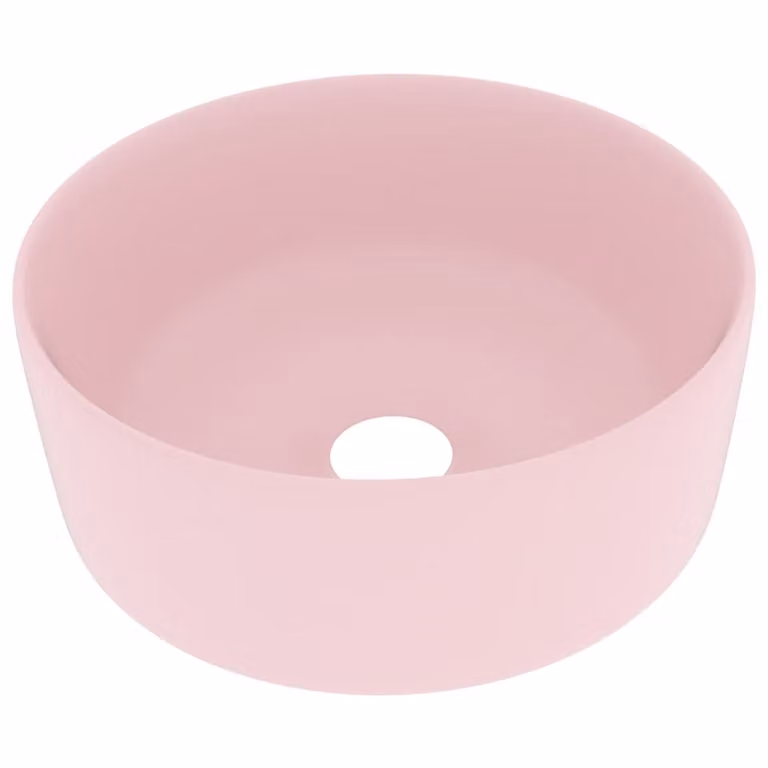 Lavandino Lusso Rotondo Rosa Opaco 40x15 cm in Vetroceramica