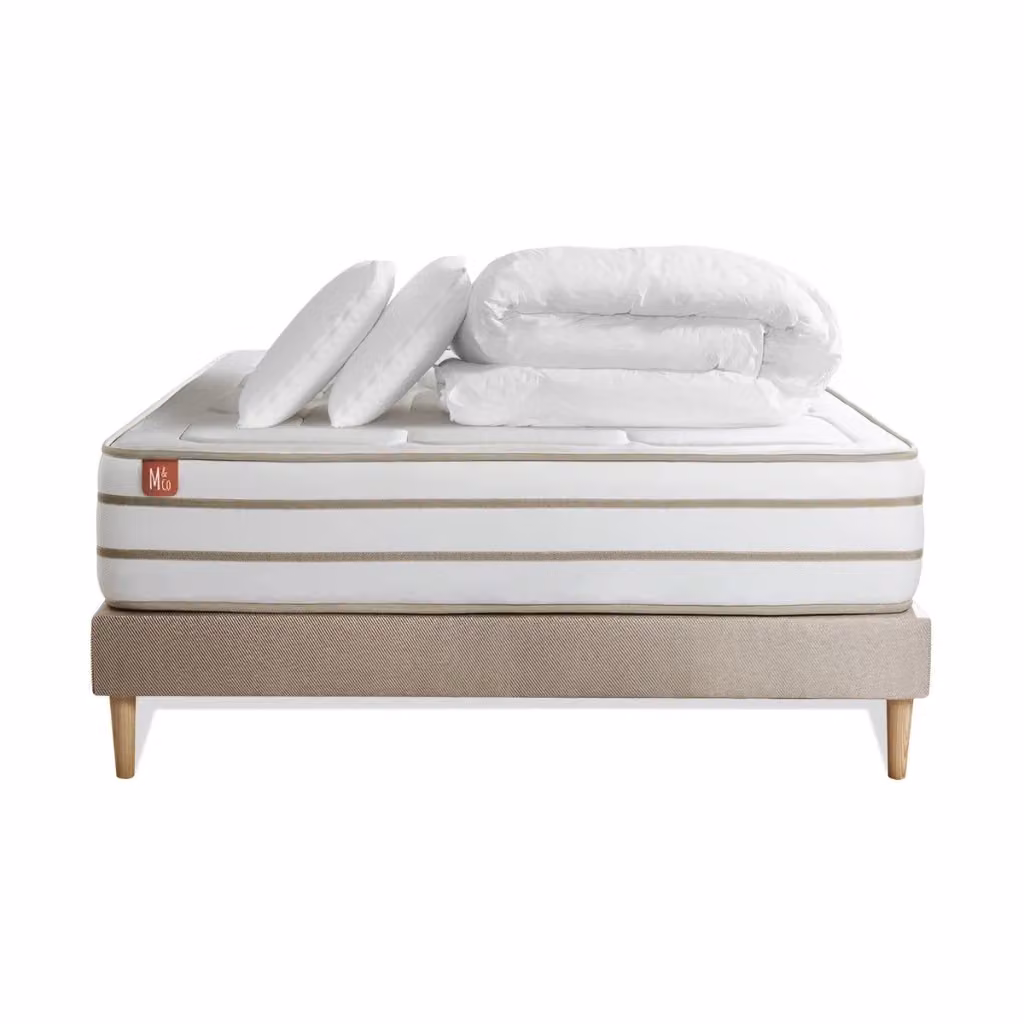 Set letto completo Marmottes&Co beige con materasso in foam e bamboo L/P: 140 x 200 cm – 2