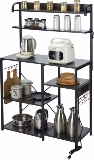 Scaffale per cucina a muro - 100kg di carico - 7 livelli - 8 ganci - Interruttore di alimentazione integrato