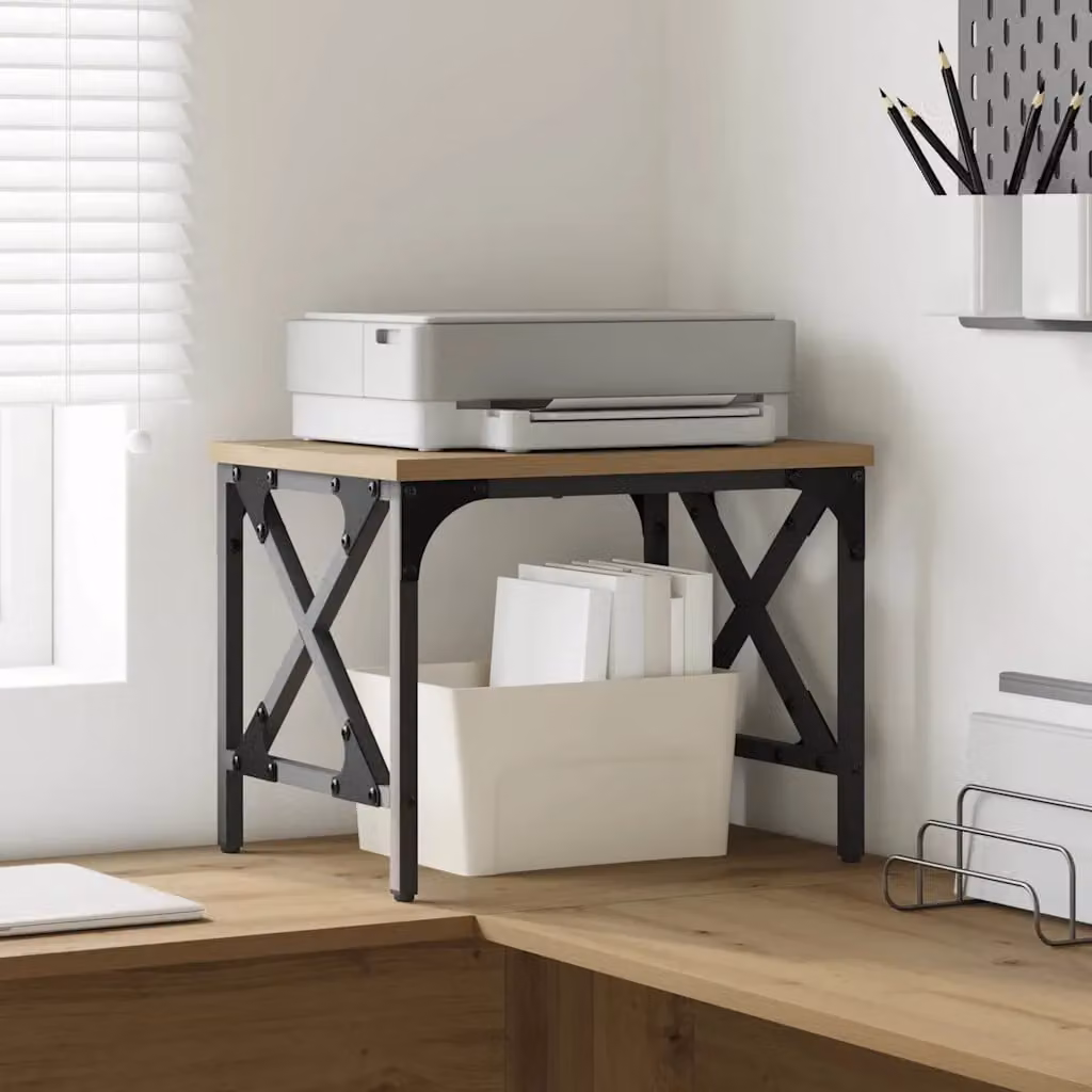 vidaXL Supporto per Stampante in Legno MDF Stile Industriale, Marrone, L 40 cm x P 30 cm x H 31 cm