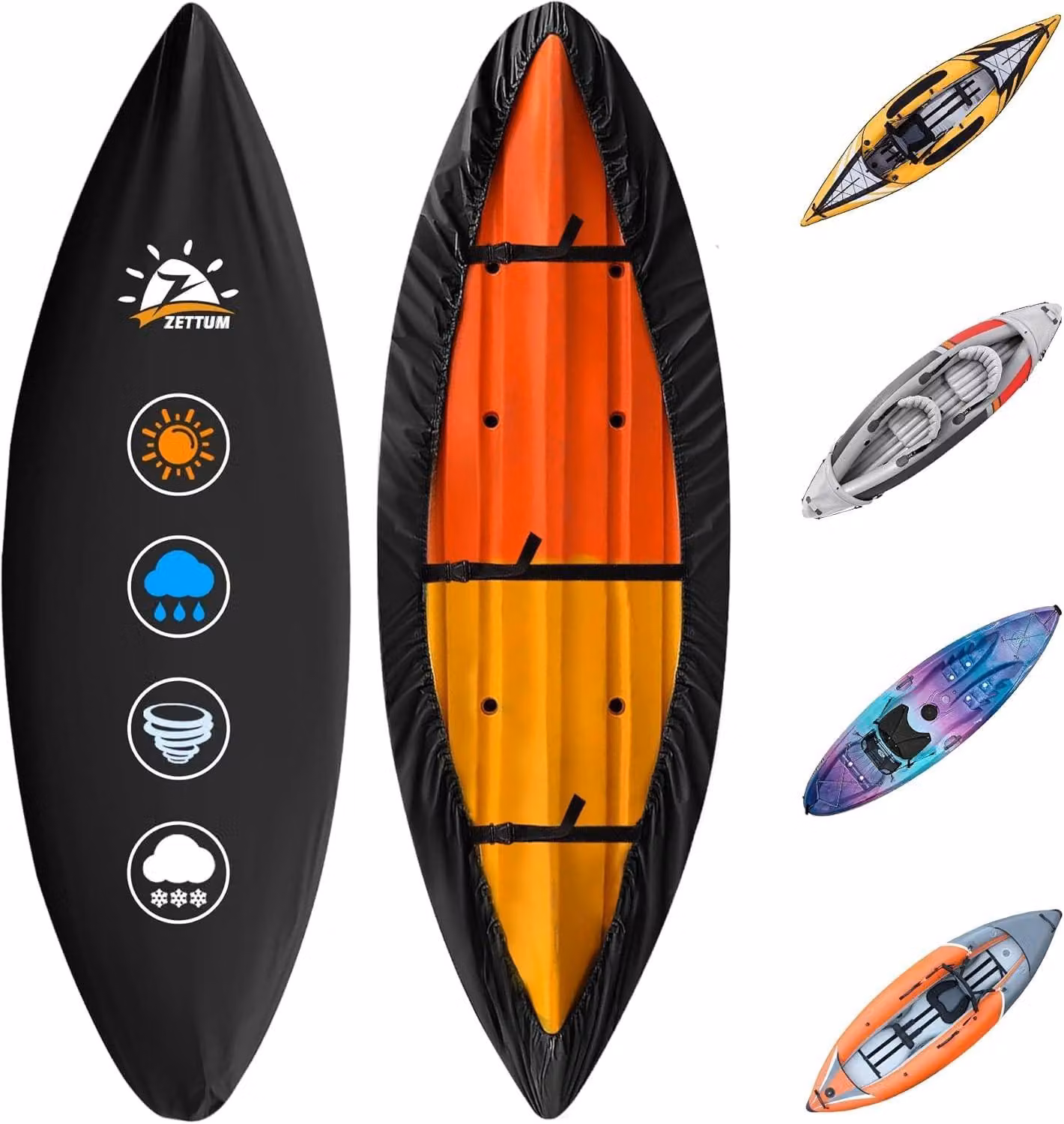 Copertura impermeabile per canoe e kayak, lunghezza 3,7 metri, realizzata in tessuto Oxford 600D