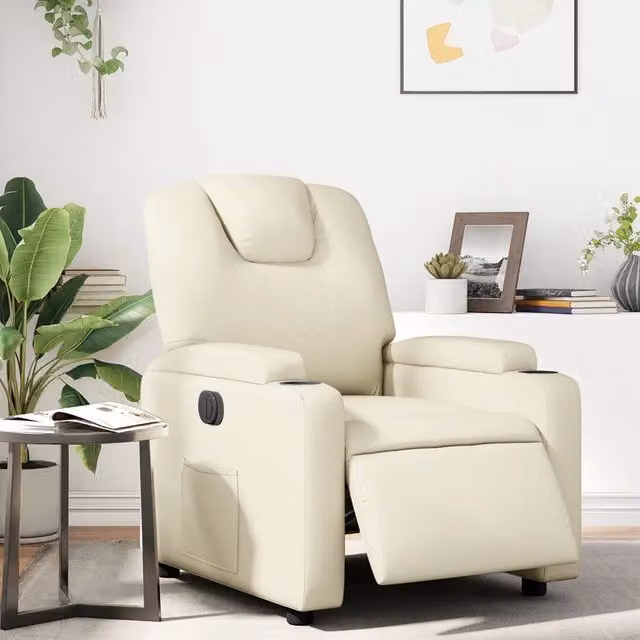 vidaXL Poltrona Reclinabile Elettrica Beige in Similpelle con Braccioli