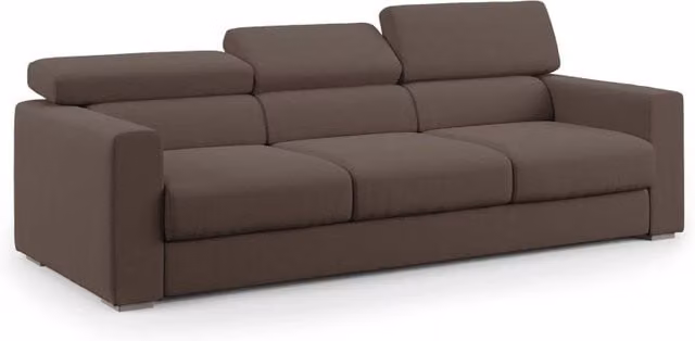 Divani.Store Dylan Divano a 3 sedute con estraibile a cassettone in tessuto simil cotone impermeabile marrone L: 240 cm