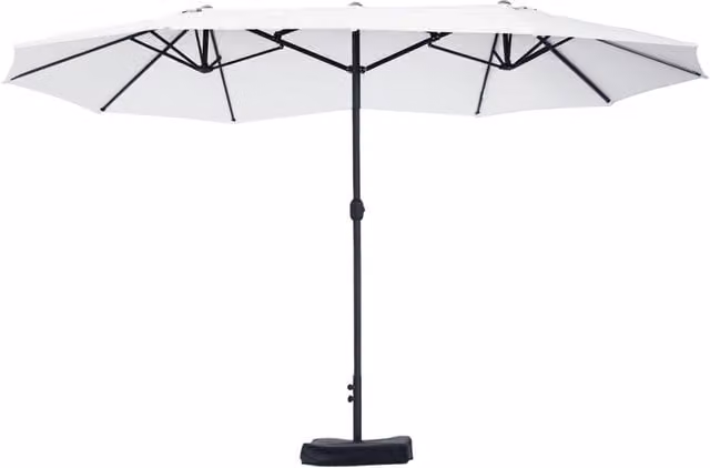 Ombrellone Doppio Minimal con 12 Stecche e Base a Croce in Acciaio e Poliestere Beige L: 455 cm, P: 265 cm, H: 238 cm