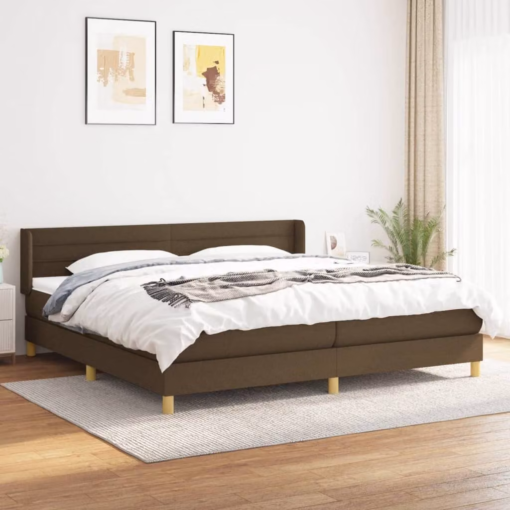 Maison Exclusive - Giroletto a Molle con Materasso Marrone Scuro 200x200cm Tessuto
