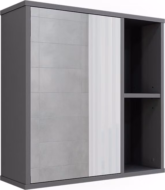 Mobile a specchio per il bagno Vicco Leano Antracite/quercia di montagna 60 x 60 cm, Model 52123
