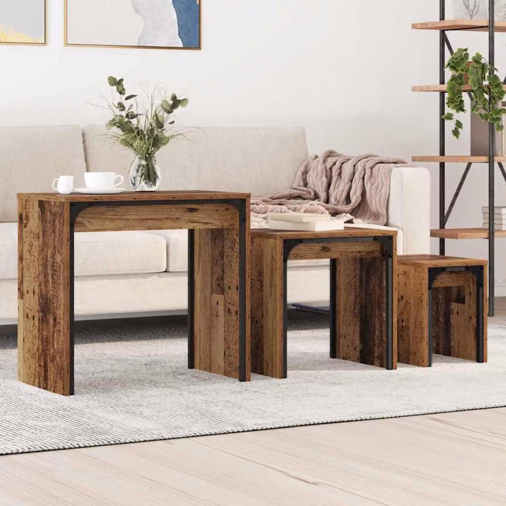 Maison Exclusive - Tavolino da caffè, set di 3 pezzi, legno di recupero, 60 x 35 x 56 cm, materiale in legno
