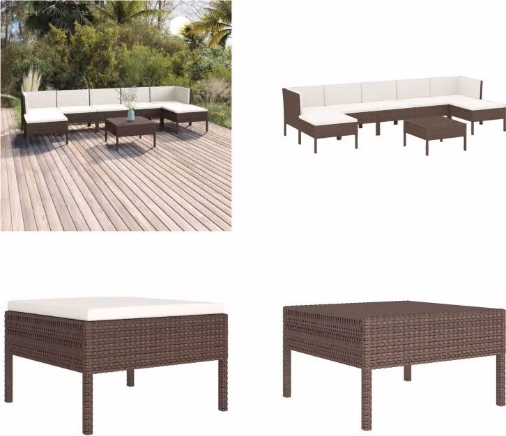 vidaXL set salotto da giardino 8 pezzi con cuscini in poly rattan marrone - Set divano da giardino - Set divano da giardino - Set divano da giardino - Set divano da giardino