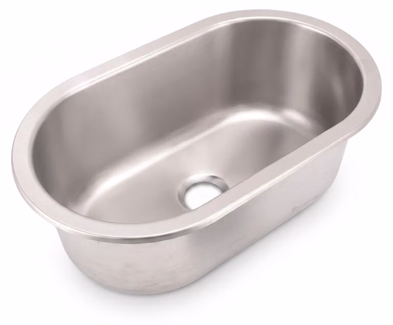 Lavabo ovale in acciaio inossidabile, ideale per camper e imbarcazioni