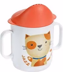 Bicchiere baby Cosmoplast con coperchio e due manici in poliproplastica, assortito multicolore, 250 ml