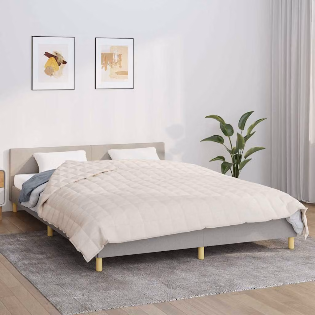 Coperta Ponderata vidaXL in Microfibra e Cotone Beige L: 200 cm, P: 225 cm, Peso: 13 kg