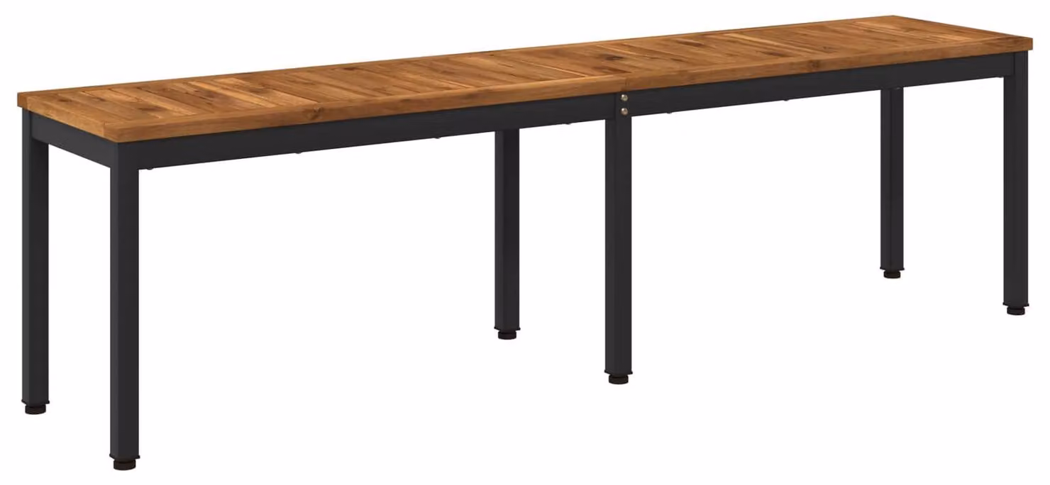 Panca da giardino, dimensioni 161 x 35 x 45 cm, realizzata in legno massello di acacia, con schienale dritto