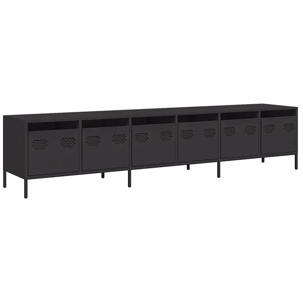 Mobile TV vidaXL Nero in Metallo con Ripiani Media L: 202 cm, P: 39 cm, H: 43,5 cm – 2