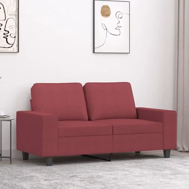 Divano moderno vidaXL in tessuto rosso con struttura in metallo per il tuo soggiorno L: 154 cm, P: 77 cm, H: 80 cm