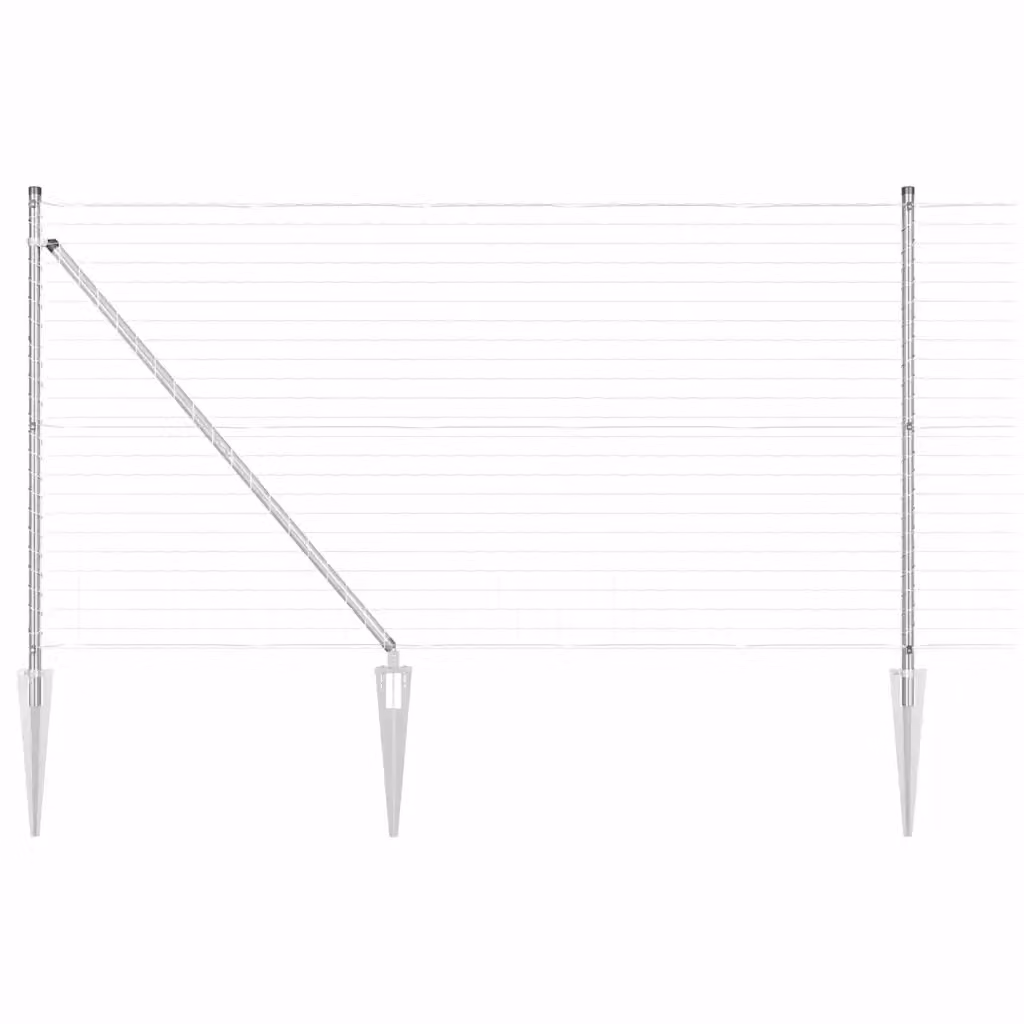 Recinzione da esterno vidaXL in acciaio zincato argento con punte, L: 10 m, H: 1 m – 2