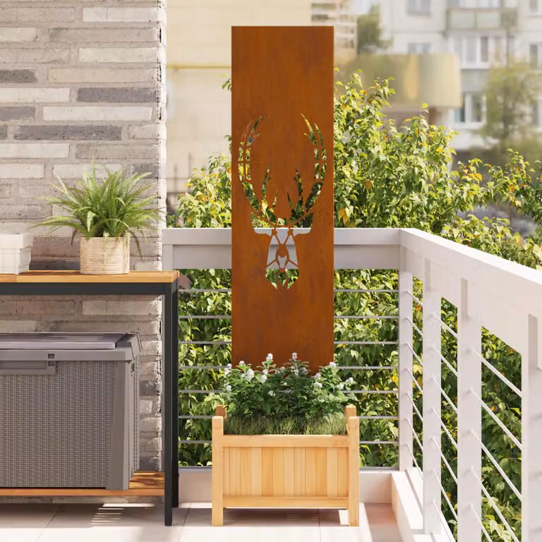 Paravento per privacy in giardino vidaXL in acciaio, colore marrone, L: 32 cm, H: 140 cm