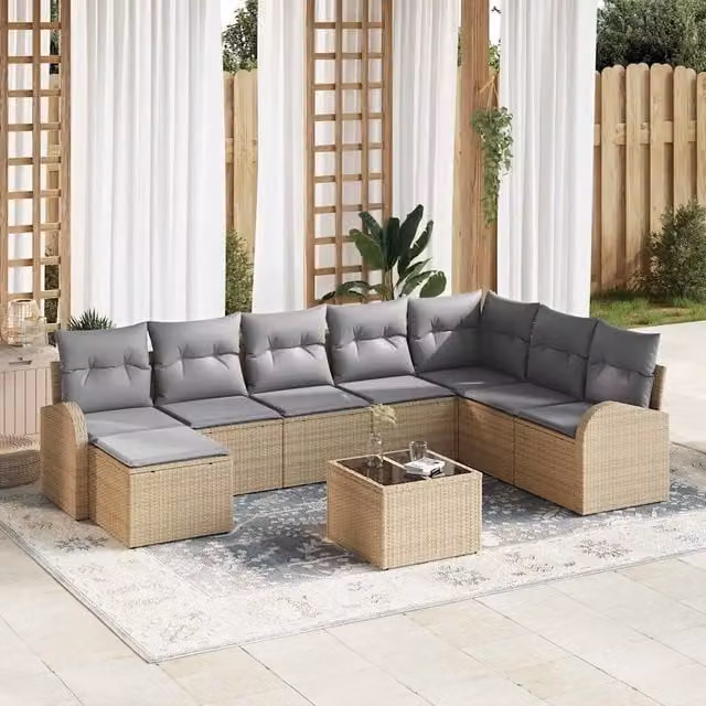 Set Divano da Giardino 9 pz Beige 3346170