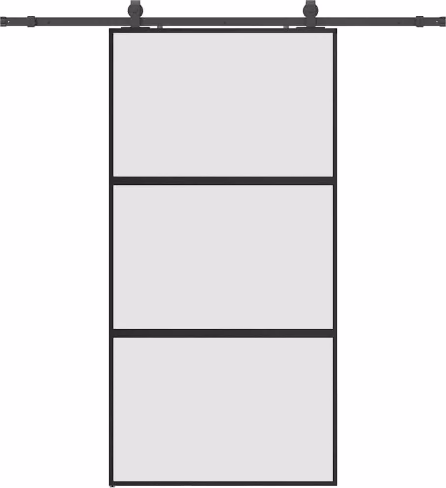 Porta Scorrevole Ferramenta Nera 102,5x205 cm Vetro Temperato