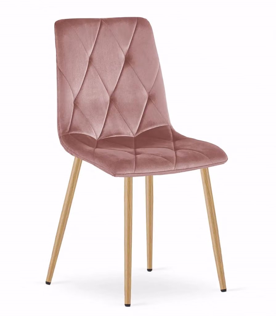 Set di 4 sedie Valora TYRA in velluto rosa con gambe in legno e metallo per soggiorno e sala da pranzo – 2