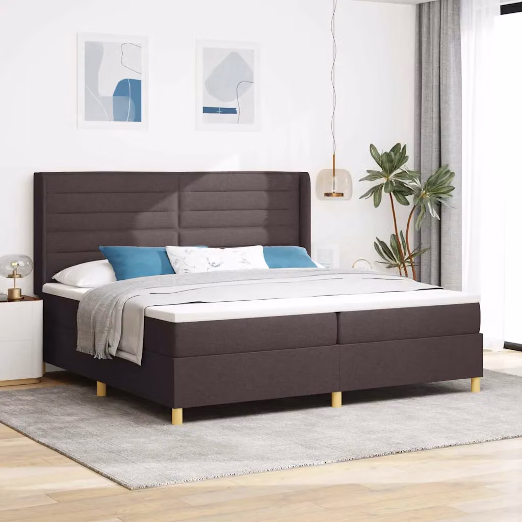 Letto con materasso a molle vidaXL in tessuto marrone L/P/H: 200 x 200 x 147 cm