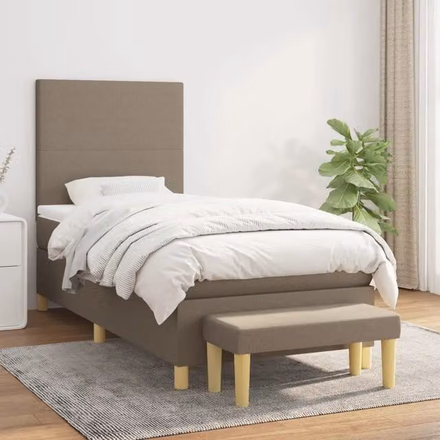 Letto Ibrido con Giroletto a Molle e Materasso vidaXL in Tessuto Beige e Bianco L/P/H: 80 x 200 x 203 cm – 1