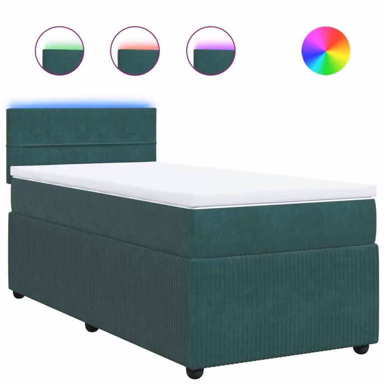 Giroletto a Molle con Materasso Verde Scuro 80x200 cm Velluto