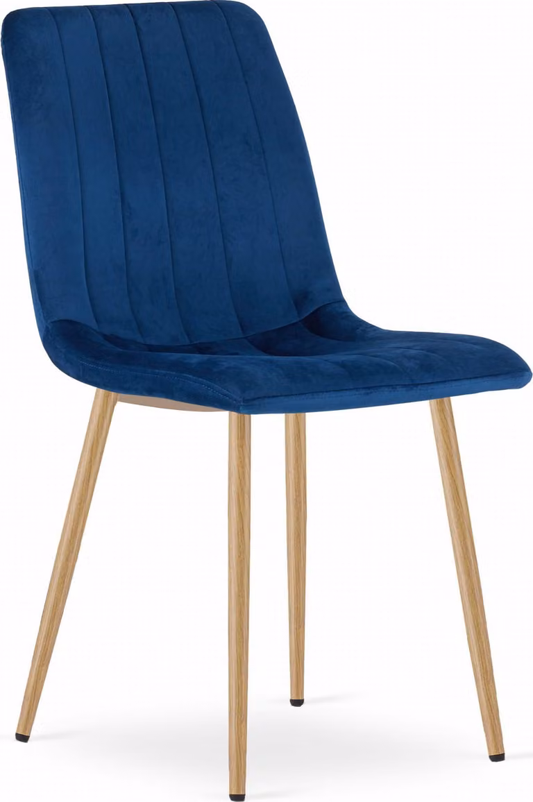 Sedia LAVA - velluto blu navy / gambe in legno x 1