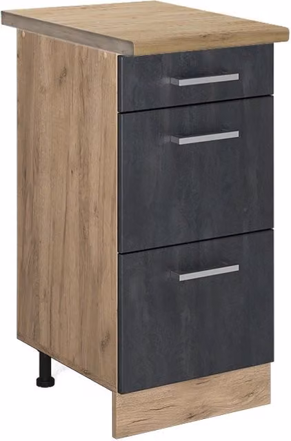 Mobiletto base per cucina R-Line Calce nera/Rovere dorato 40 cm PL Rovere Vicco
