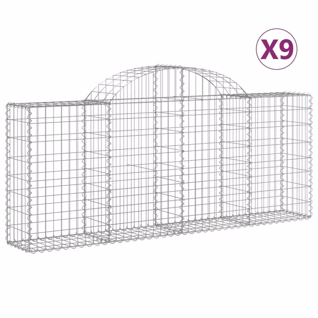 Cesti Gabbioni ad Arco 9 pz 200x30x80/100 cm Ferro Zincato