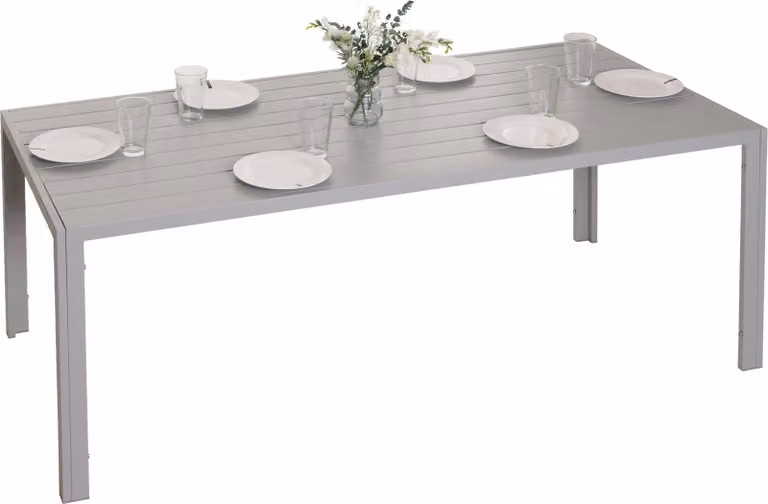 Tavolo da pranzo in alluminio HWC-N40, tavolo bistrot da giardino tavolo da balcone, resistente alle intemperie 180x80 cm ~ grigio chiaro