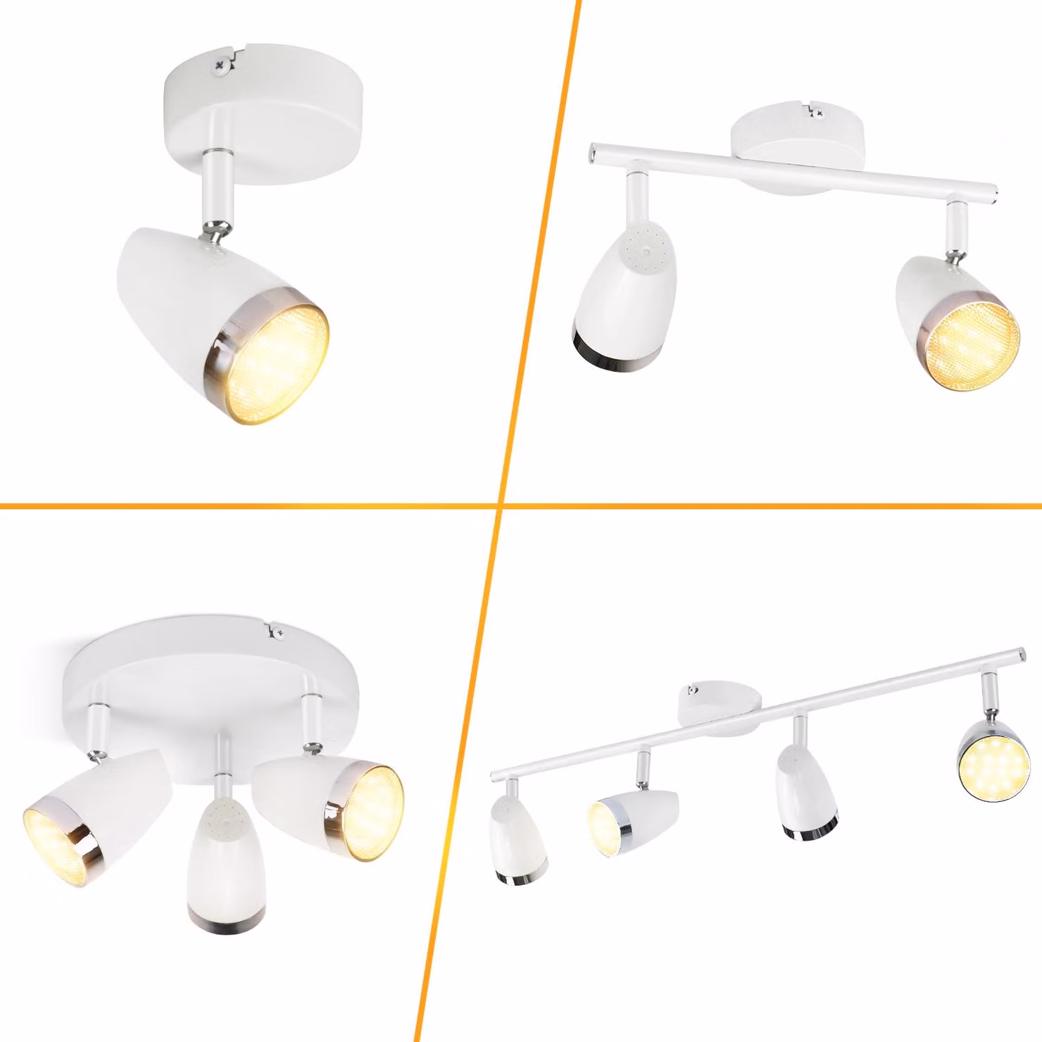 ZMH LED faretto da soffitto serie moderna bianca plafoniere 1/2//3/4 fiamme bianco caldo 3000 K orientabile 350° plafoniera per soggiorno corridoio sala da pranzo
